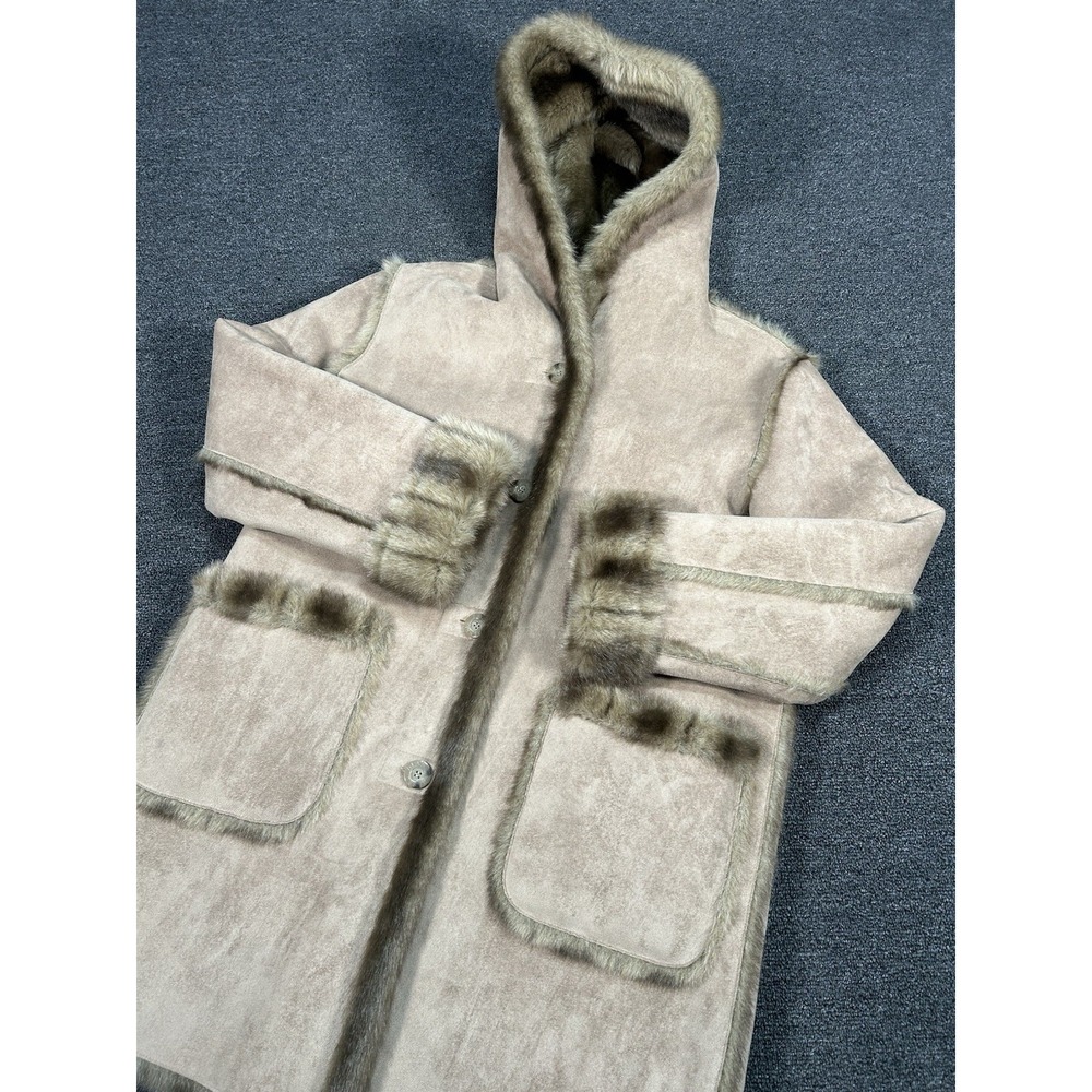 Vintage Penny Lane Coat Women's Medium Beige Faux Suede Fur Afghan Dennis Basso‎